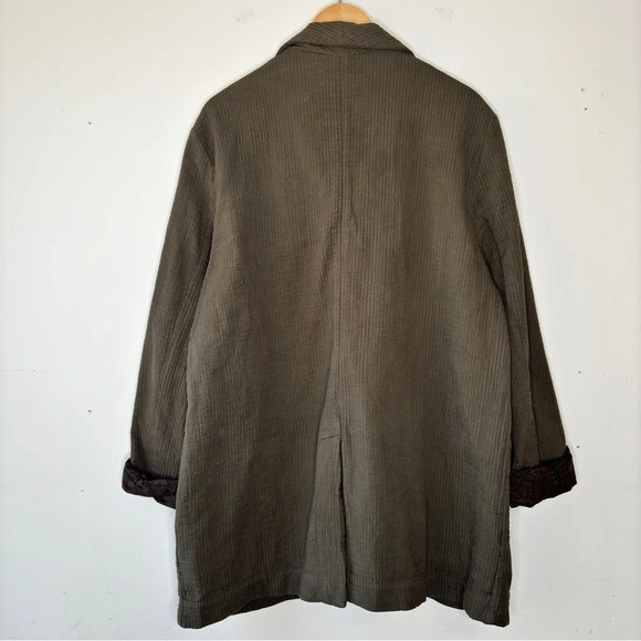 Free People Deep Army Green Rowan Slubbed Cotton Blazer OB1112308 Size XL - Picture 9 of 11